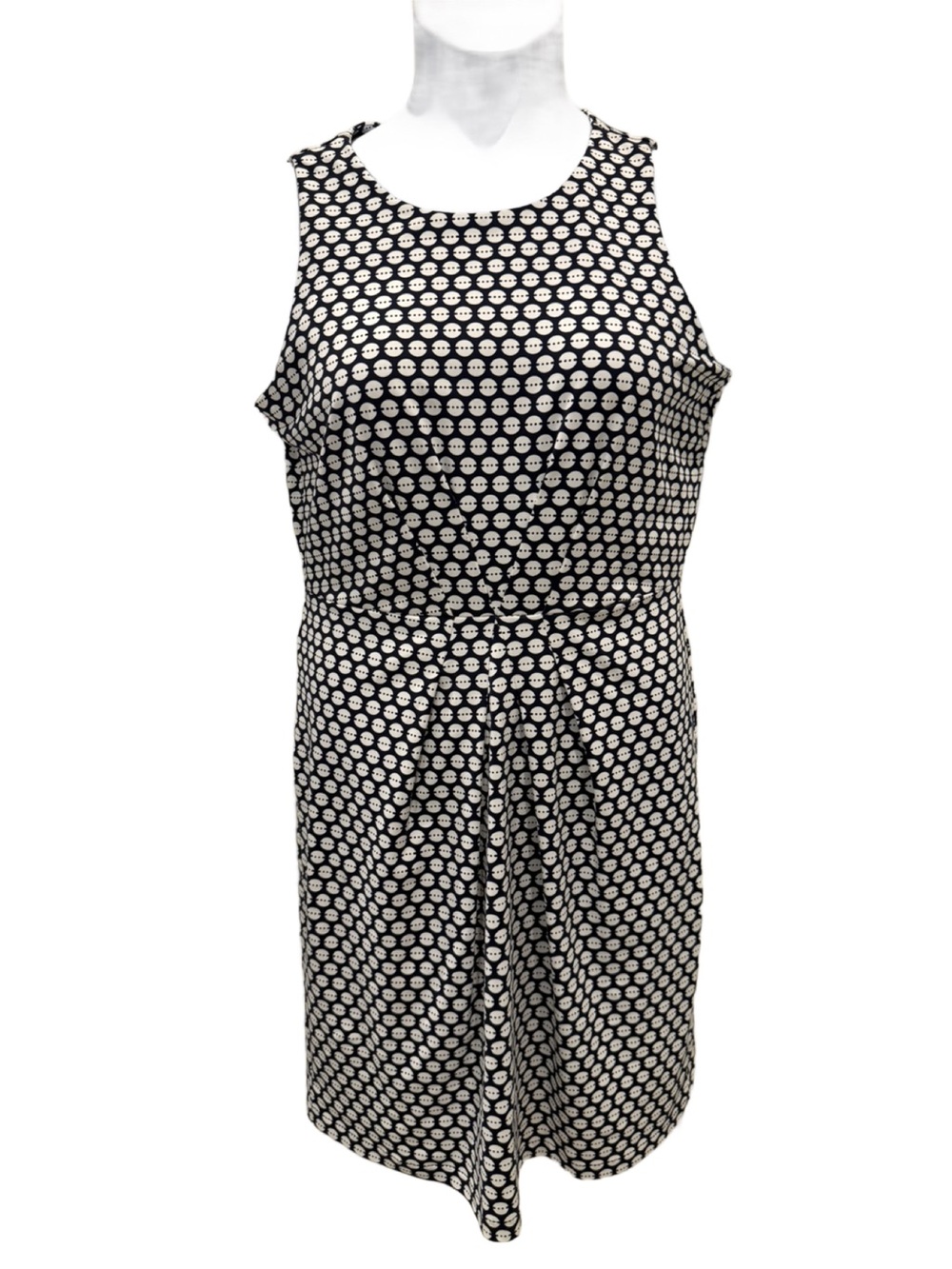 J. McLaughlin Blue and White Geometric Dot Sleeveless Beth Dress. Medium